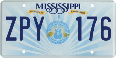 MS license plate ZPY176