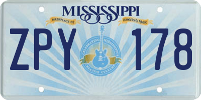 MS license plate ZPY178
