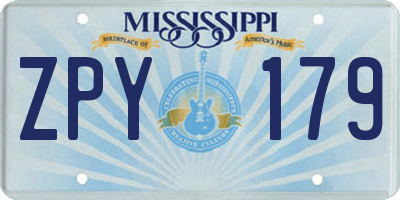 MS license plate ZPY179