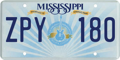 MS license plate ZPY180