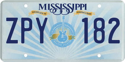 MS license plate ZPY182