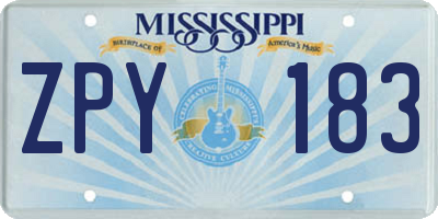 MS license plate ZPY183