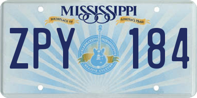 MS license plate ZPY184