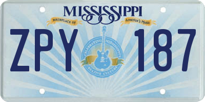 MS license plate ZPY187