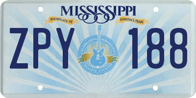 MS license plate ZPY188