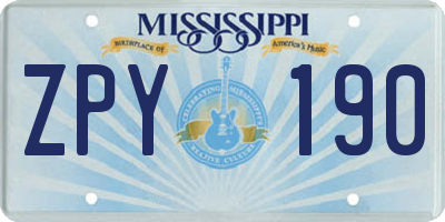 MS license plate ZPY190