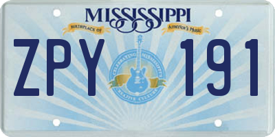MS license plate ZPY191