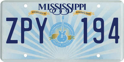 MS license plate ZPY194