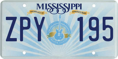 MS license plate ZPY195