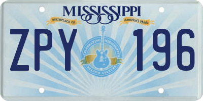 MS license plate ZPY196