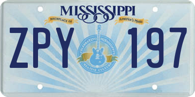 MS license plate ZPY197