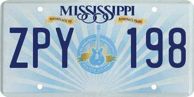 MS license plate ZPY198