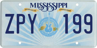 MS license plate ZPY199