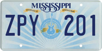 MS license plate ZPY201