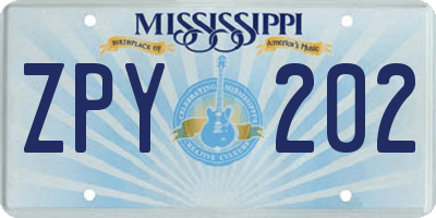 MS license plate ZPY202
