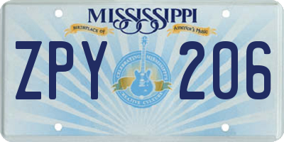 MS license plate ZPY206