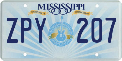 MS license plate ZPY207