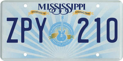 MS license plate ZPY210
