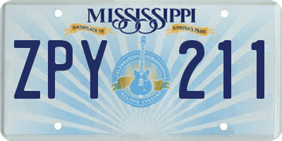 MS license plate ZPY211