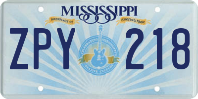 MS license plate ZPY218