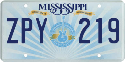 MS license plate ZPY219
