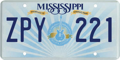 MS license plate ZPY221