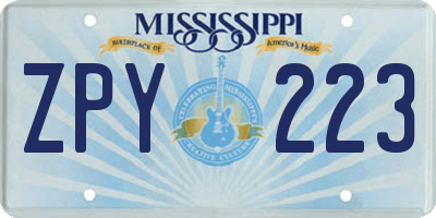 MS license plate ZPY223