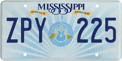 MS license plate ZPY225