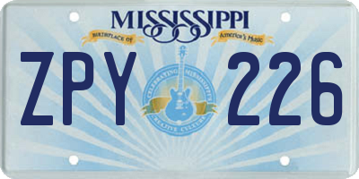 MS license plate ZPY226