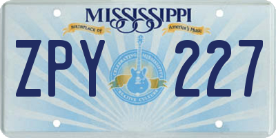 MS license plate ZPY227