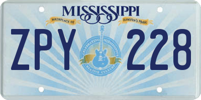 MS license plate ZPY228