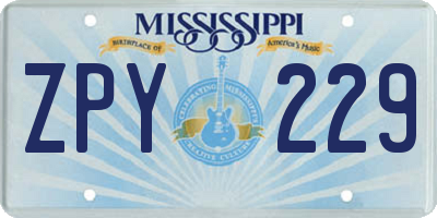 MS license plate ZPY229