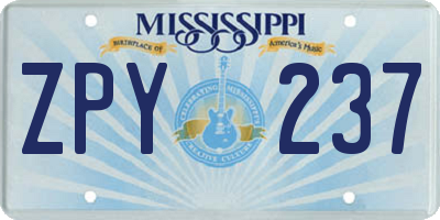 MS license plate ZPY237
