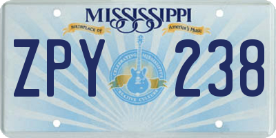 MS license plate ZPY238