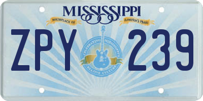 MS license plate ZPY239