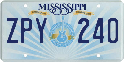 MS license plate ZPY240
