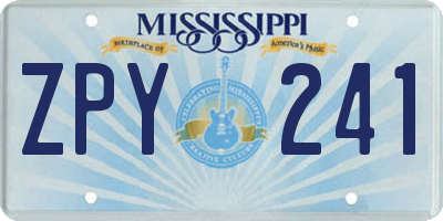 MS license plate ZPY241