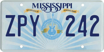 MS license plate ZPY242