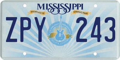 MS license plate ZPY243