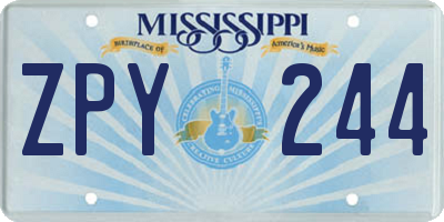 MS license plate ZPY244