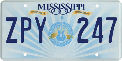 MS license plate ZPY247