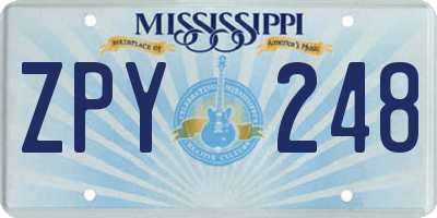 MS license plate ZPY248