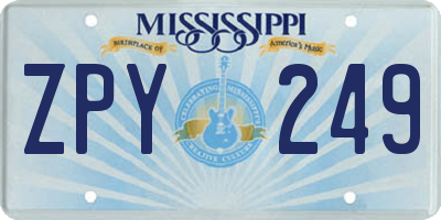 MS license plate ZPY249