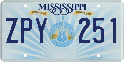 MS license plate ZPY251
