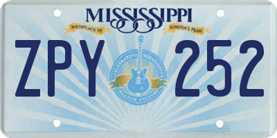 MS license plate ZPY252