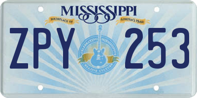 MS license plate ZPY253