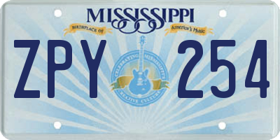 MS license plate ZPY254