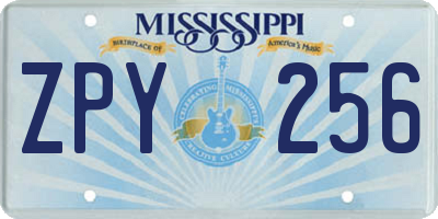 MS license plate ZPY256