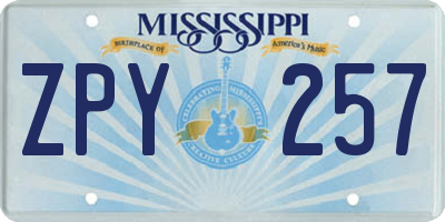 MS license plate ZPY257
