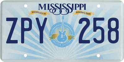MS license plate ZPY258